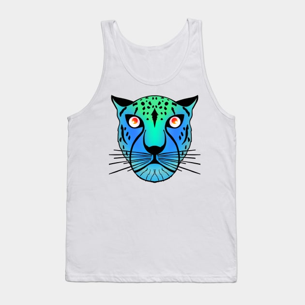 Neon Blue and Green Leopard Tank Top by galaxieartshop